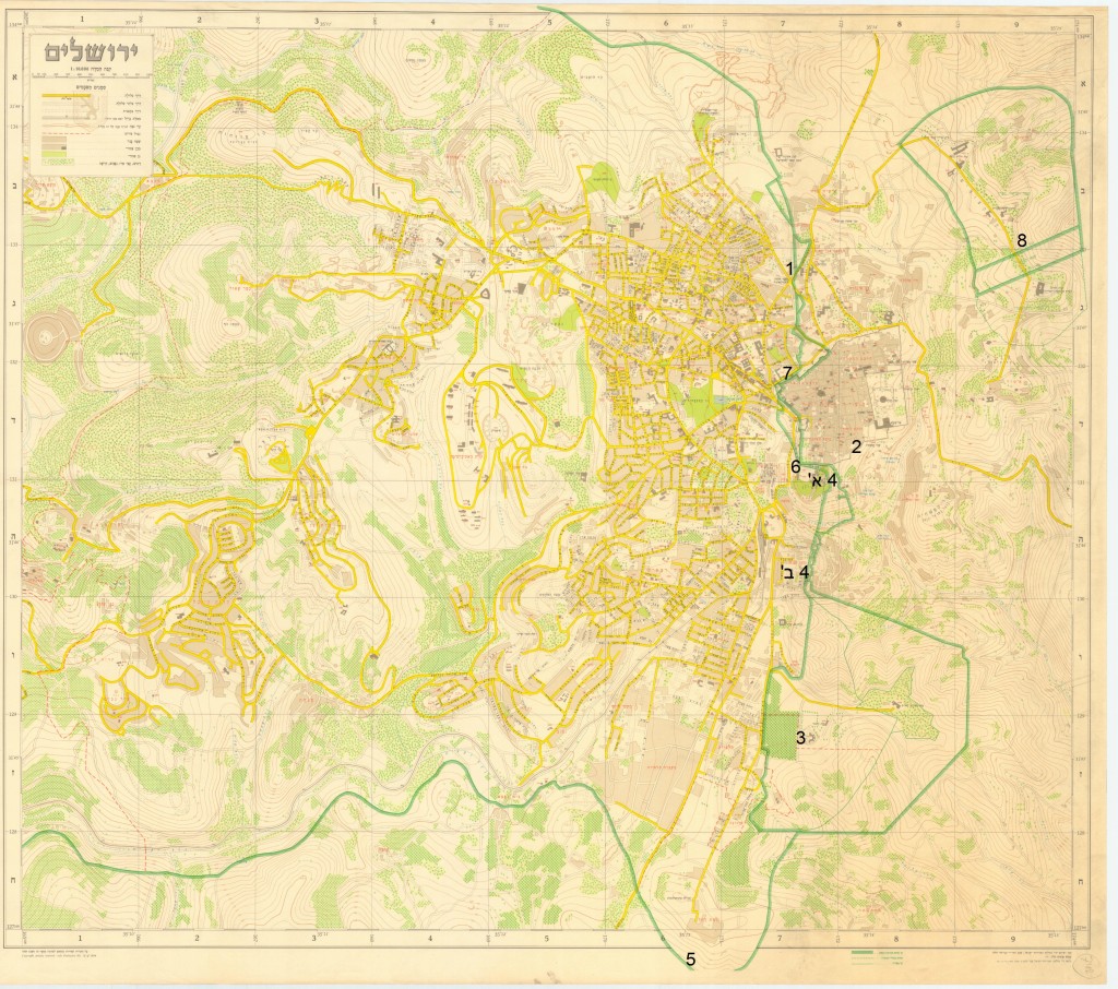 מפה ירושלים המחולקת והקו העירוני, 1958
